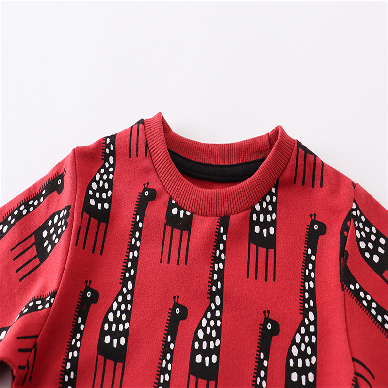 Jumping Meters Ново пристигане 2022 Есен Пролет Момчета Момичета Суичъри Животински принт Карикатура Жираф Принт Горещи продавани бебешки дрехи