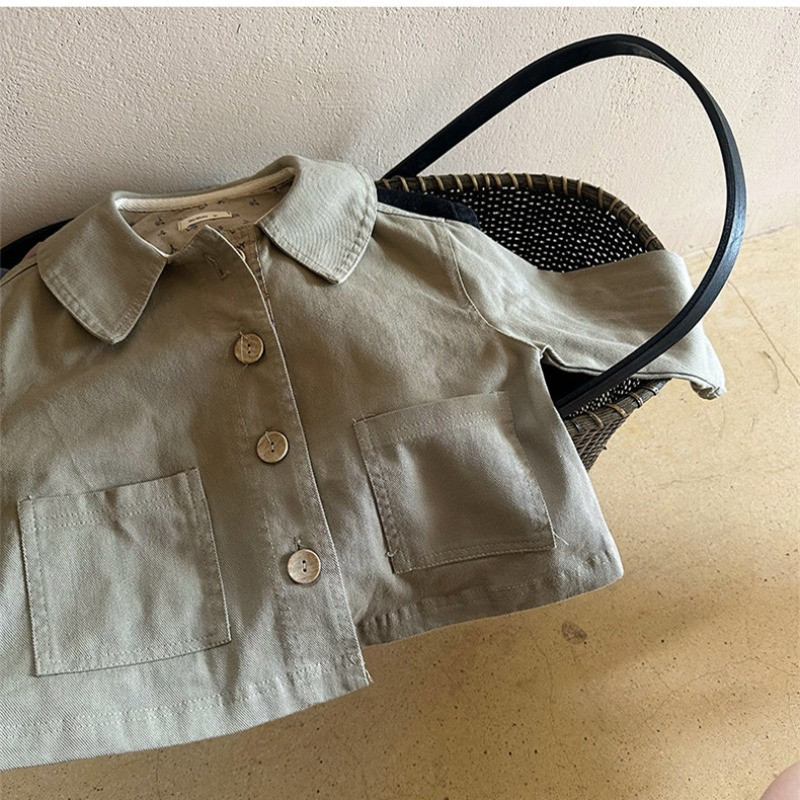 Есенни момичета, сладко едноредно палто с цветни мотиви, детско яке с обратна яка