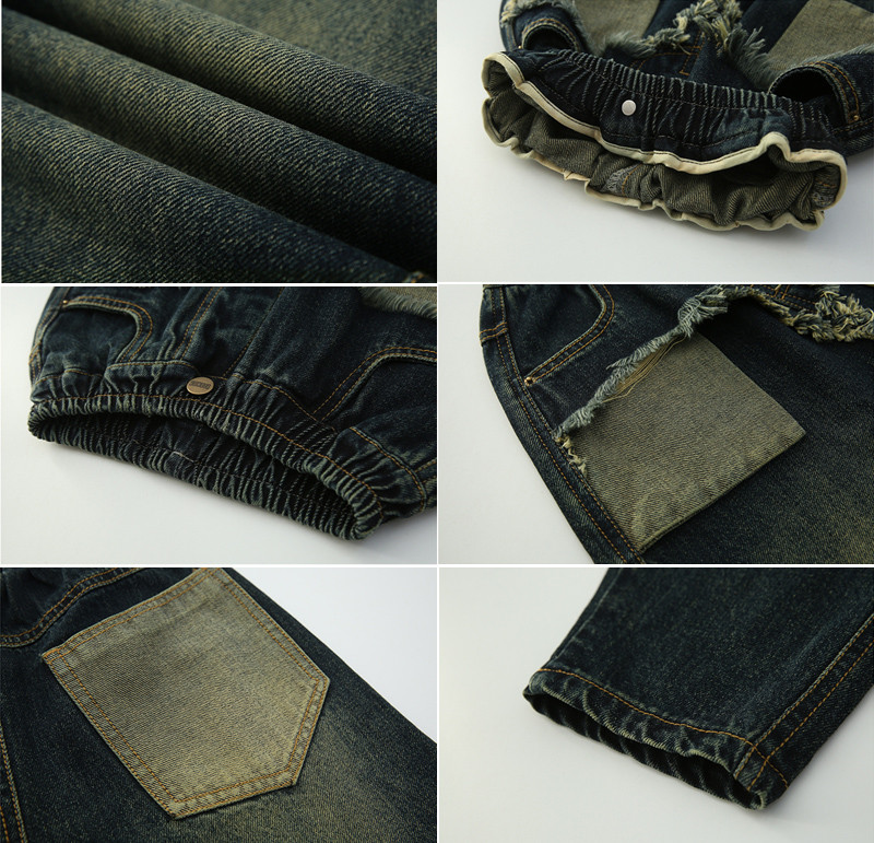 Модни нови дънки за момичета Младежки панталони с еластична талия с джоб 5-14 г