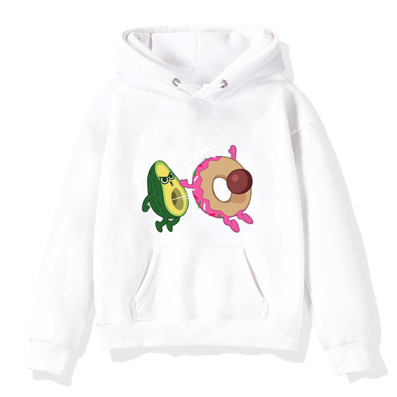 Нови детски суичъри с полар с качулка Облекло Crewneck Streetwear Есенни суичъри с качулка Авокадо Понички Карикатури Детски суичъри с качулка Дрехи