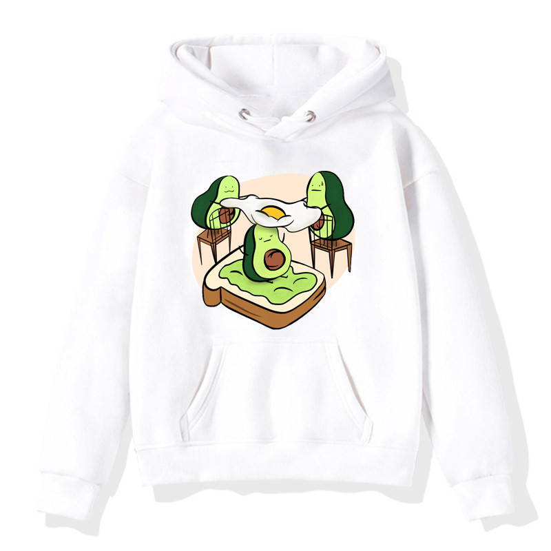 Нови детски суичъри с полар с качулка Облекло Crewneck Streetwear Есенни суичъри с качулка Авокадо Понички Карикатури Детски суичъри с качулка Дрехи