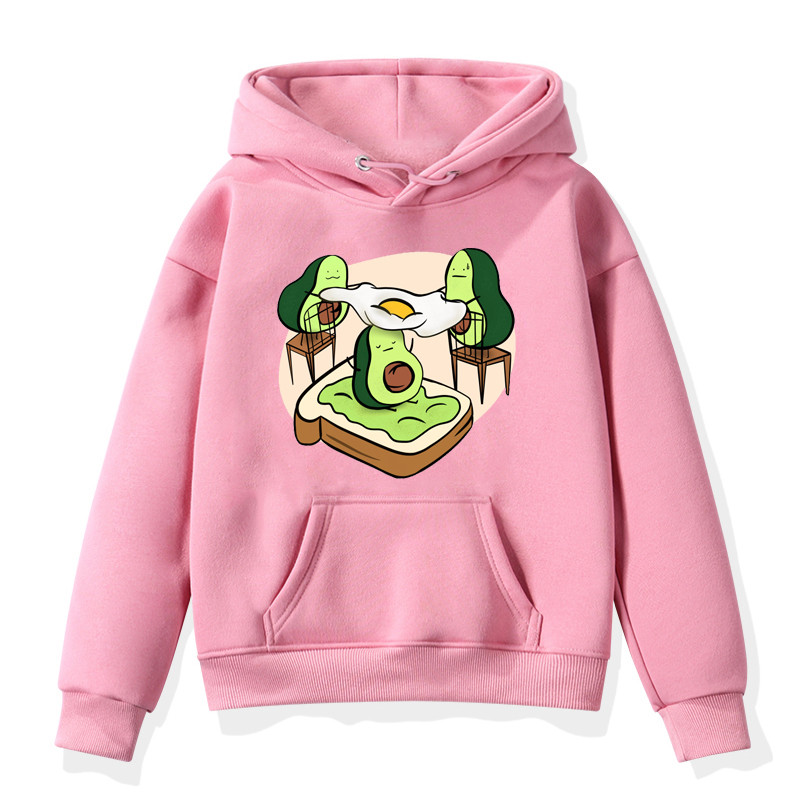 Нови детски суичъри с полар с качулка Облекло Crewneck Streetwear Есенни суичъри с качулка Авокадо Понички Карикатури Детски суичъри с качулка Дрехи