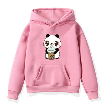 Panda Cartoon Hoodies Παιδικά Αγόρια Κοριτσίστικα Φούτερ Bubble Tea Print Παιδική φόρμα Fleece Φούτερ Μπουφάν Μικρό Φούτερ
