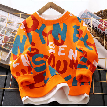 Суичър за момчета Пролет Есен Детска тениска с дълъг ръкав Детски горнища с щампа на букви Пуловер за момичета с О-образно деколте 4 6 7 8 10 11 12 14 години