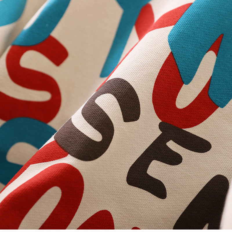 Суичър за момчета Пролет Есен Детска тениска с дълъг ръкав Детски горнища с щампа на букви Пуловер за момичета с О-образно деколте 4 6 7 8 10 11 12 14 години