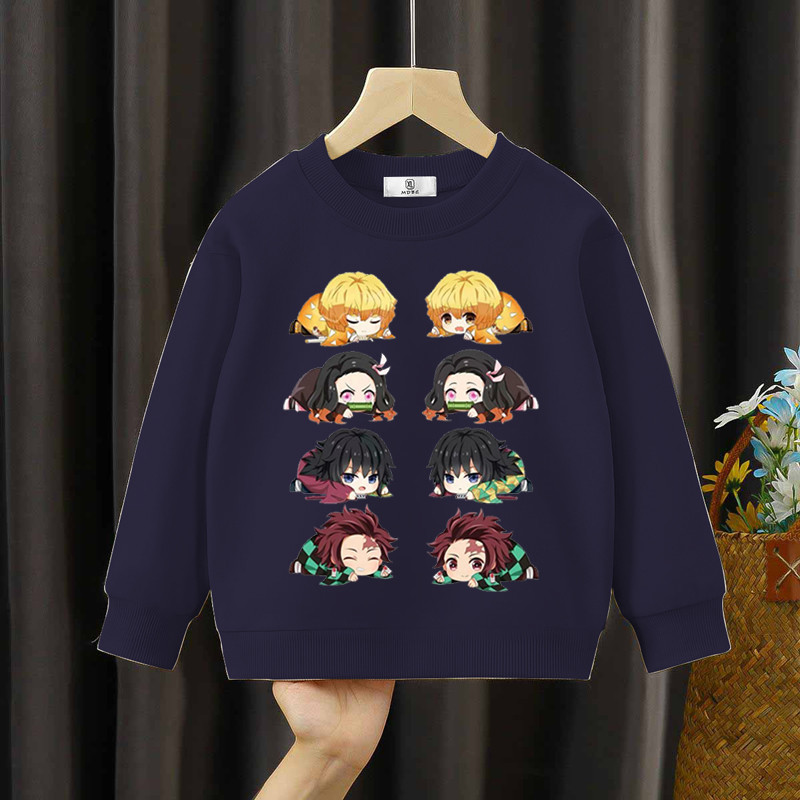 Суичъри Demon Slayer Детски модни суичъри с кръгло деколте Момичета Момчета Анимационни ежедневни суичъри Аниме Demon Slayer Детски дрехи