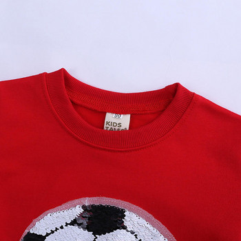Пролет Есен Детски пуловер с пайети Суичъри за момчета Тениски с дълъг ръкав Футбол Променящи лицето детски горни дрехи Тениска за момчета