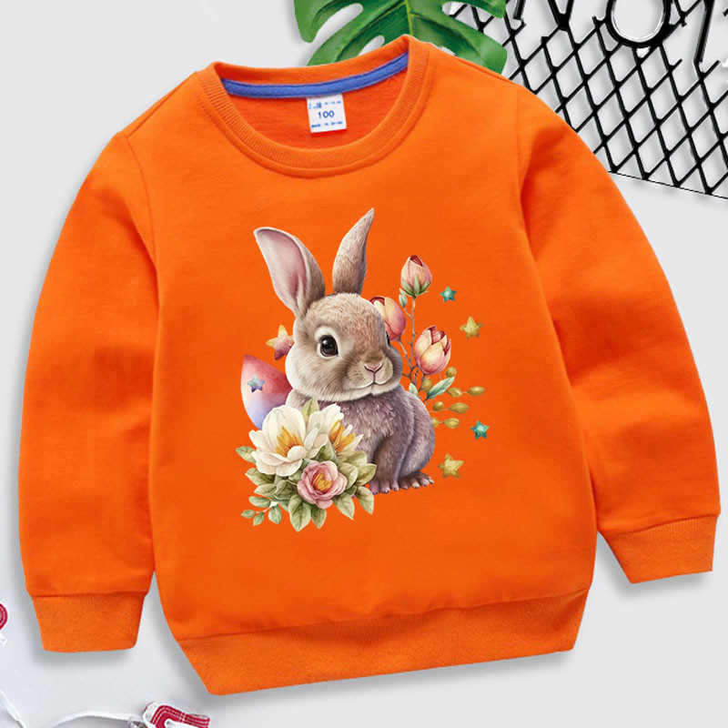 Детски суичъри Великденски заек Детско облекло Момчета Момичета Анимационни качулки с цветя Винтидж животни Ежедневна мода Детски качулки