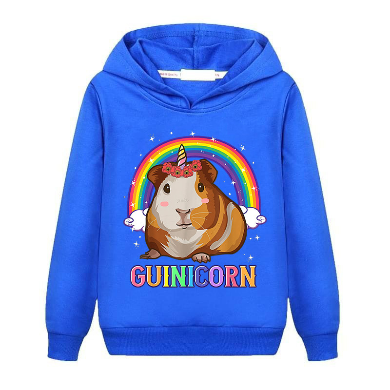 Детски анимационни суичъри с качулка на морско свинче, момче, момиче, дъга, суичъри, анимационни шарки, детски модни пуловери, дрехи
