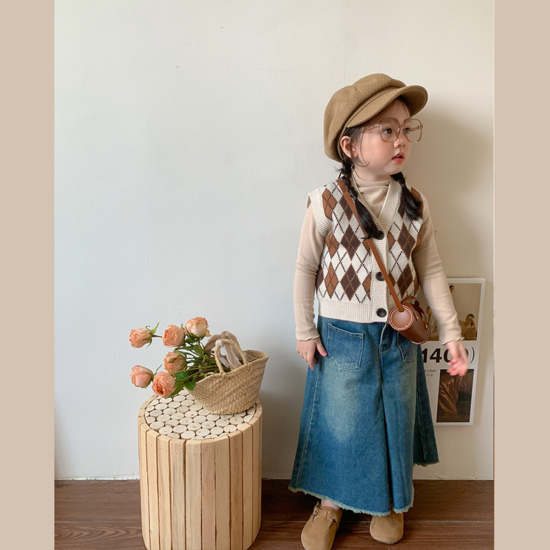 Есенни широки дънки за момичета с необработен ръб, модни детски ежедневни широки панталони с широки крачоли