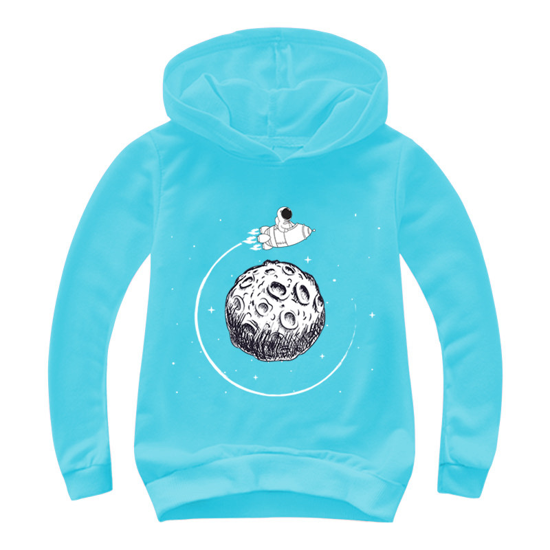 Момчета, момичета, суичъри с шарки на астронавт, лято, тийнейджъри, анимационни суичъри с дълги ръкави, костюми за малки момчета, суитшърт, облекло