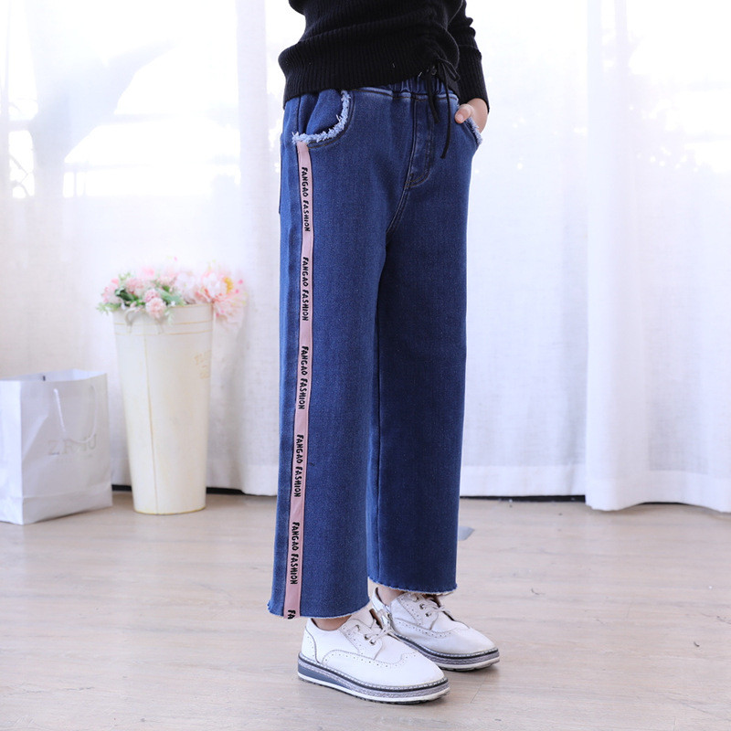 Корейски дрехи за момичета Дънки Зимни панталони Teen Plus Кадифени топли долнища Панталони Топли поларени дънкови панталони за стари момичета Детско зимно облекло