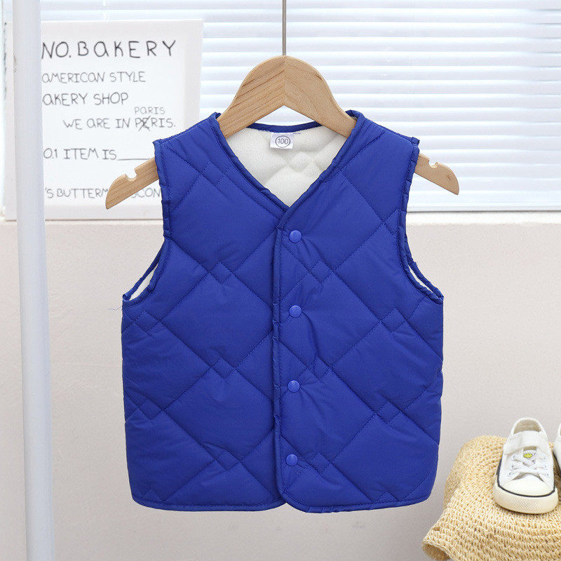 Novi jesenski zimski jednobojni ležerni prsluk bez rukava s V-izrezom, topli dječji kaput s podstavom od flisa, dječji prsluk za dječake, djevojčice, dječji prsluk