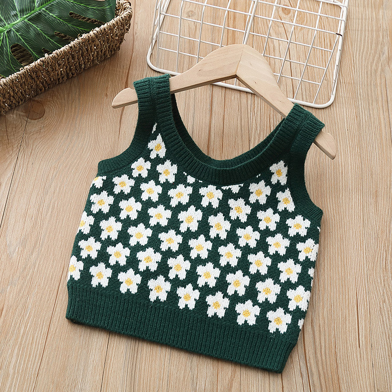 2023. Dječja odjeća Pleteni prsluci za djevojčice Novo proljeće Pulover bez rukava s cvijetom za bebe Modna dječja odjeća