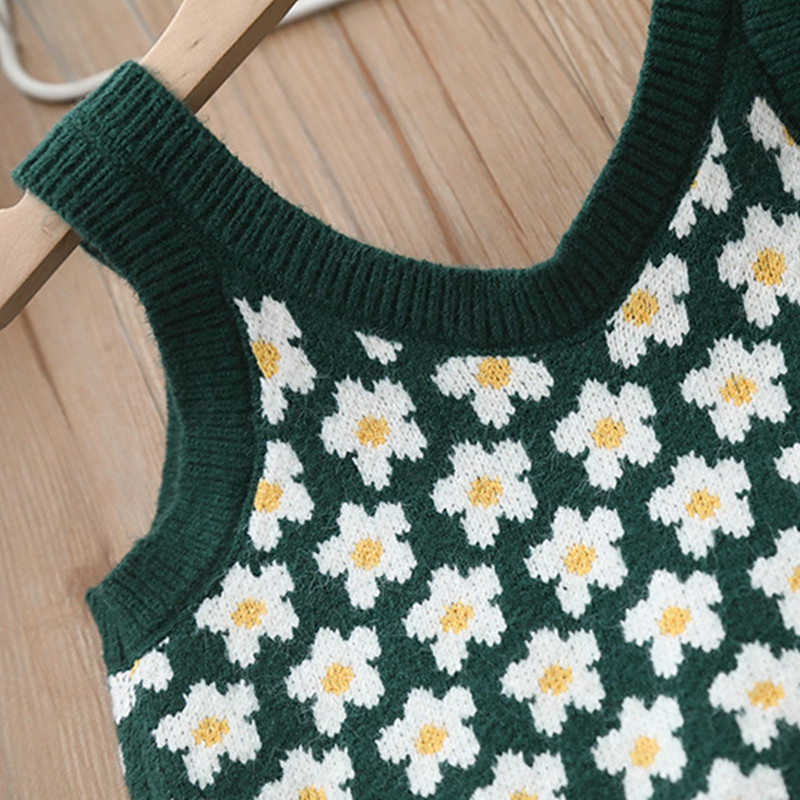 2023. Dječja odjeća Pleteni prsluci za djevojčice Novo proljeće Pulover bez rukava s cvijetom za bebe Modna dječja odjeća