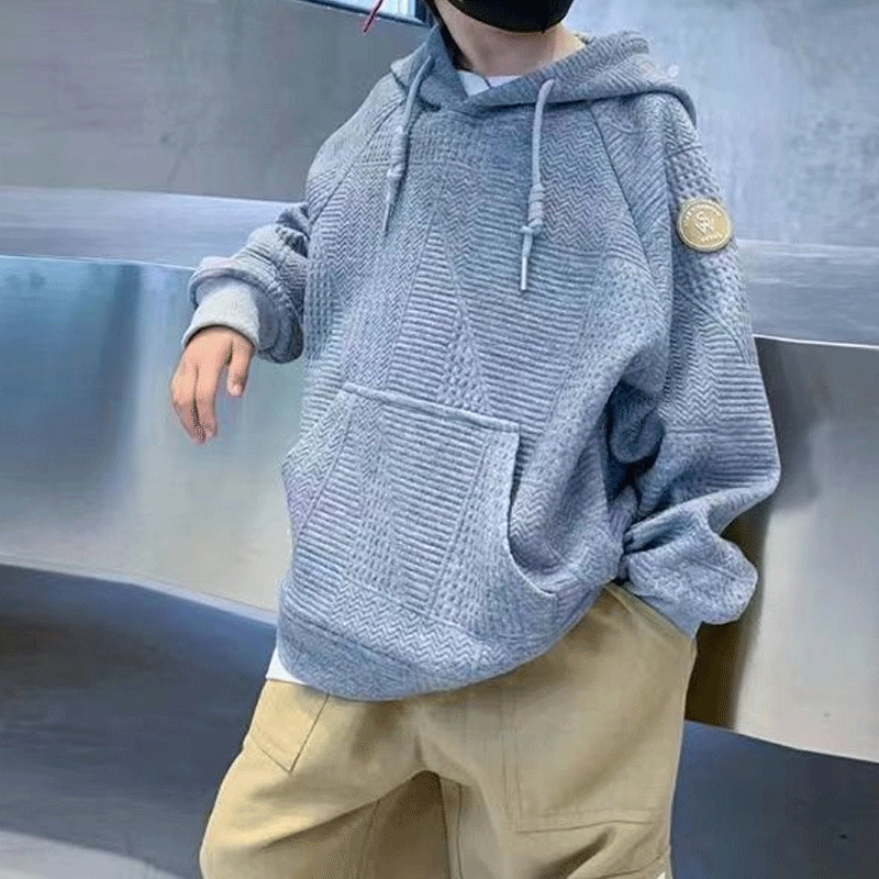 Nova dječja odjeća za proljeće 2023. Raglan Top za dječake Zgodna korejska verzija Jednobojne majice s dugim rukavima i džepovima Trend