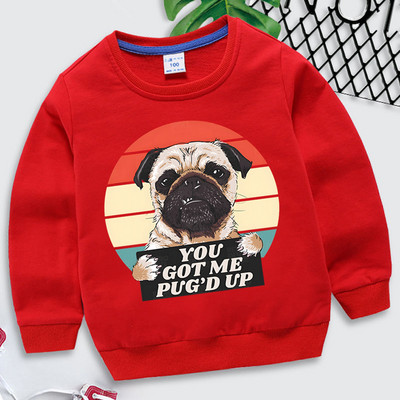 Pug Hoodie Παιδική φούτερ Harajuku Animal You Got Me Pug`d Up Εκτύπωση Παιδικά Ρούχα Κορίτσια Μπλούζες κινουμένων σχεδίων Funny Pug Boys Hoodie