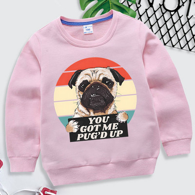 Pug Hoodie Παιδική φούτερ Harajuku Animal You Got Me Pug`d Up Εκτύπωση Παιδικά Ρούχα Κορίτσια Μπλούζες κινουμένων σχεδίων Funny Pug Boys Hoodie