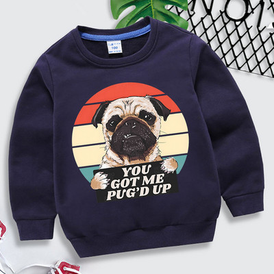 Pug Hoodie Παιδική φούτερ Harajuku Animal You Got Me Pug`d Up Εκτύπωση Παιδικά Ρούχα Κορίτσια Μπλούζες κινουμένων σχεδίων Funny Pug Boys Hoodie