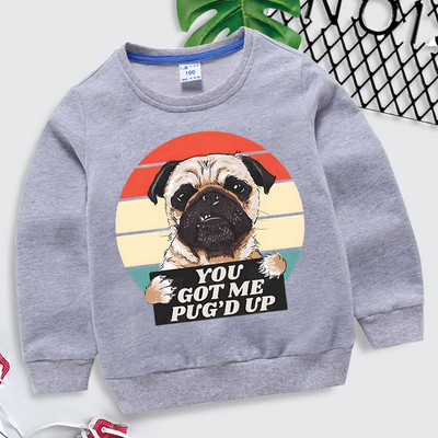 Pug Hoodie Παιδική φούτερ Harajuku Animal You Got Me Pug`d Up Εκτύπωση Παιδικά Ρούχα Κορίτσια Μπλούζες κινουμένων σχεδίων Funny Pug Boys Hoodie