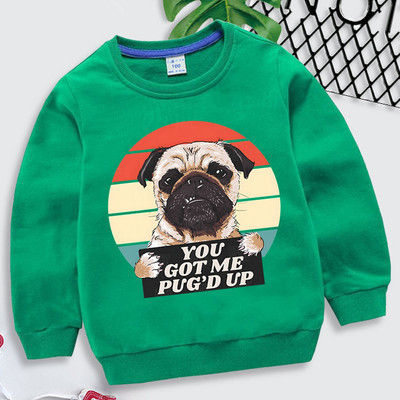 Pug Hoodie Παιδική φούτερ Harajuku Animal You Got Me Pug`d Up Εκτύπωση Παιδικά Ρούχα Κορίτσια Μπλούζες κινουμένων σχεδίων Funny Pug Boys Hoodie