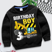 Excavator Print Hoodies Boys Girls Cartoon Number 3 Φούτερ Παιδικά Vintage Ανοιξιάτικα Hoodies Casual Fashion Παιδικά Ρούχα