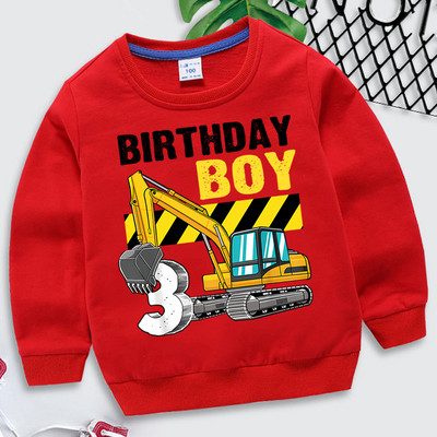 Excavator Print Hoodies Boys Girls Cartoon Number 3 Φούτερ Παιδικά Vintage Ανοιξιάτικα Hoodies Casual Fashion Παιδικά Ρούχα