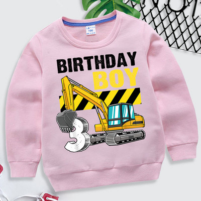 Excavator Print Hoodies Boys Girls Cartoon Number 3 Φούτερ Παιδικά Vintage Ανοιξιάτικα Hoodies Casual Fashion Παιδικά Ρούχα