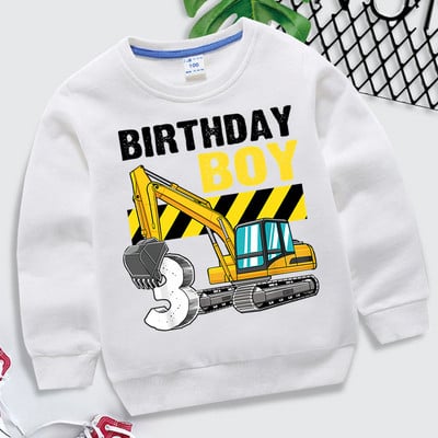 Excavator Print Hoodies Boys Girls Cartoon Number 3 Φούτερ Παιδικά Vintage Ανοιξιάτικα Hoodies Casual Fashion Παιδικά Ρούχα