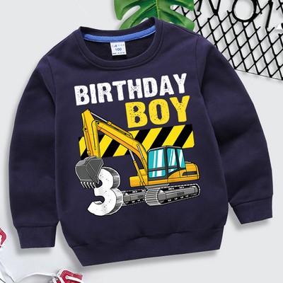 Excavator Print Hoodies Boys Girls Cartoon Number 3 Φούτερ Παιδικά Vintage Ανοιξιάτικα Hoodies Casual Fashion Παιδικά Ρούχα