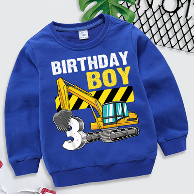 Excavator Print Hoodies Boys Girls Cartoon Number 3 Φούτερ Παιδικά Vintage Ανοιξιάτικα Hoodies Casual Fashion Παιδικά Ρούχα