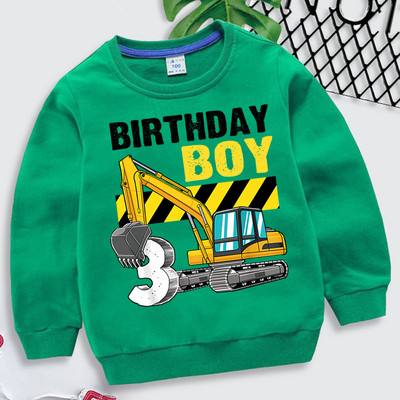 Excavator Print Hoodies Boys Girls Cartoon Number 3 Φούτερ Παιδικά Vintage Ανοιξιάτικα Hoodies Casual Fashion Παιδικά Ρούχα