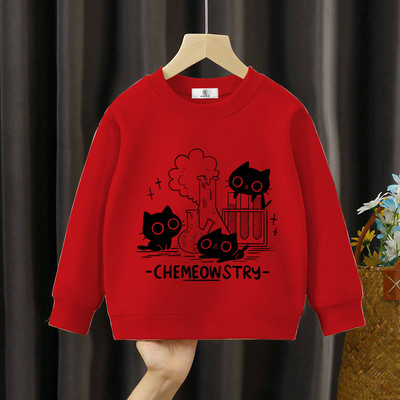 Chemeowstry Classic Kids Hoodies Cute Μαύρη γάτα Παιδική Ένδυση Επιστήμη Φούτερ Κορίτσια Αγόρια Μαύρες Γάτες Φούτερ