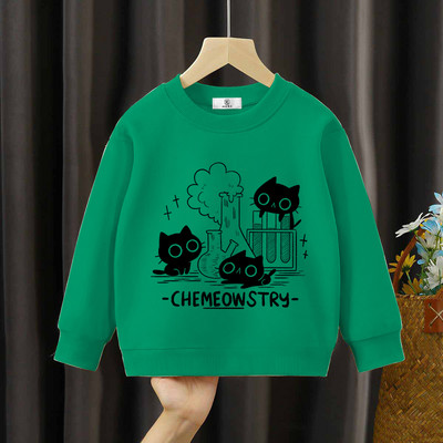 Chemeowstry Classic Kids Hoodies Cute Μαύρη γάτα Παιδική Ένδυση Επιστήμη Φούτερ Κορίτσια Αγόρια Μαύρες Γάτες Φούτερ