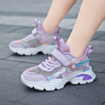 Детски ежедневни обувки Момичета Леки буци Въздушни мрежести маратонки Детски летни размери 4 5 6 7 8 9 Жълти Fashion Net Спортни обувки Корейски
