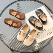 Zapatos Niña δερμάτινο παπούτσι για κορίτσια Φθινοπωρινό Νέο ρετρό απλό παιδικό παπούτσι Mary Jane Παπούτσια για μωρά Μαλακή σόλα για περπάτημα Παπούτσια ψησίματος παπουτσιών