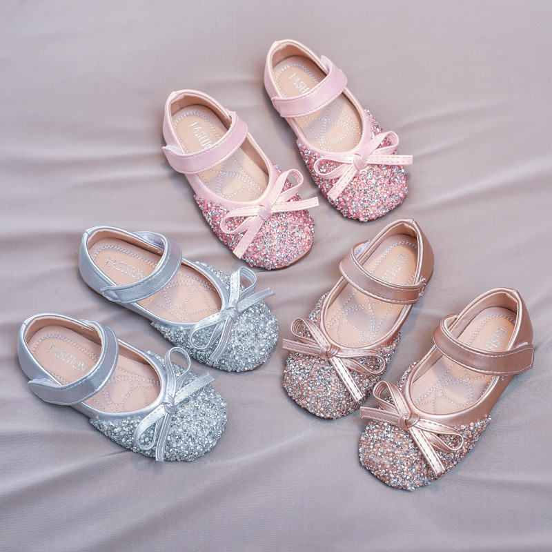 Cipele za djevojčice s mekim potplatom od kamenčića Cipele za princeze Kožne ravne cipele Bling svečane cipele Dječje cipele za vjenčanje i nastup na pozornici