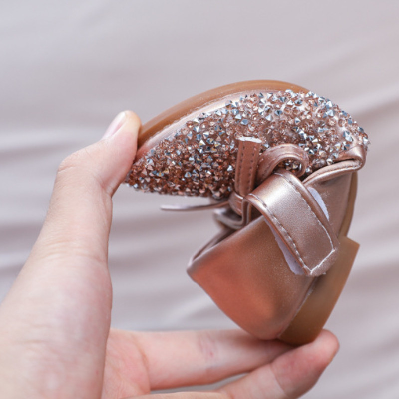 Cipele za djevojčice s mekim potplatom od kamenčića Cipele za princeze Kožne ravne cipele Bling svečane cipele Dječje cipele za vjenčanje i nastup na pozornici