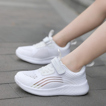 Обувки за момичета Леки мрежести маратонки Детски летни детски бели обувки за тенис Сладки спортни анимационни женски чорапи за бягане Червени 3-12 г.