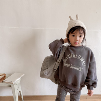 deer jonmi Нови зимни суичъри с щампи на букви за бебета, момчета, Корейски стил, удебелени, топли, малки деца, ежедневни пуловери, горнища