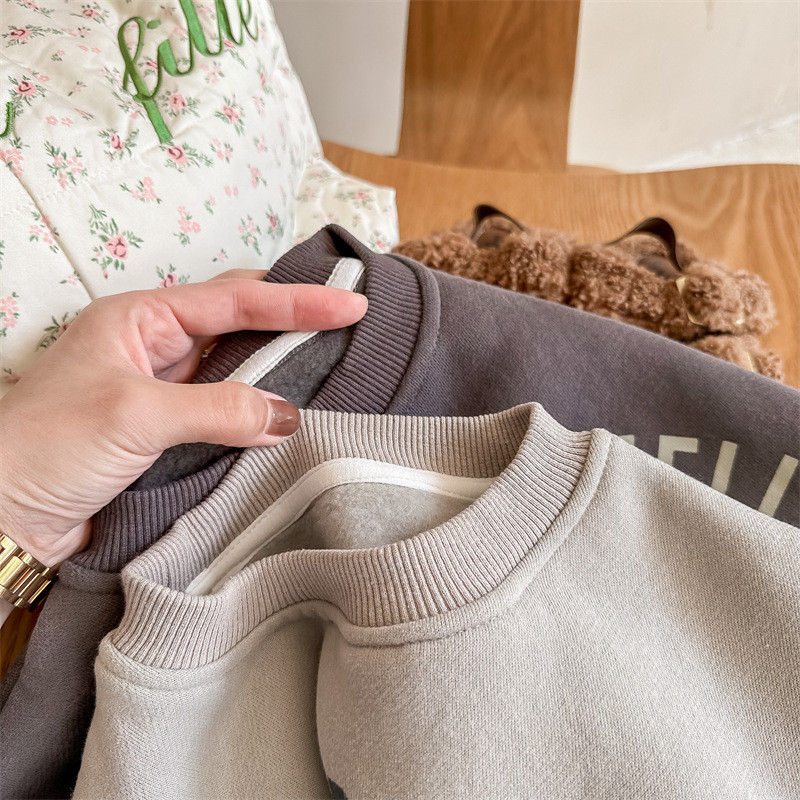 deer jonmi Nove zimske majice s otisnutim slovima za dječake u korejskom stilu, tople, tople za malu djecu, dječje ležerne majice