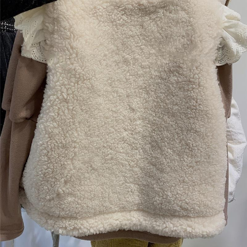 Zimski topli kaput za djevojčice, dječji prsluk od janjećeg krzna s plišem i debljinom za nošenje s obje strane, jesenski gornji dio, dječja odjeća za djevojčice