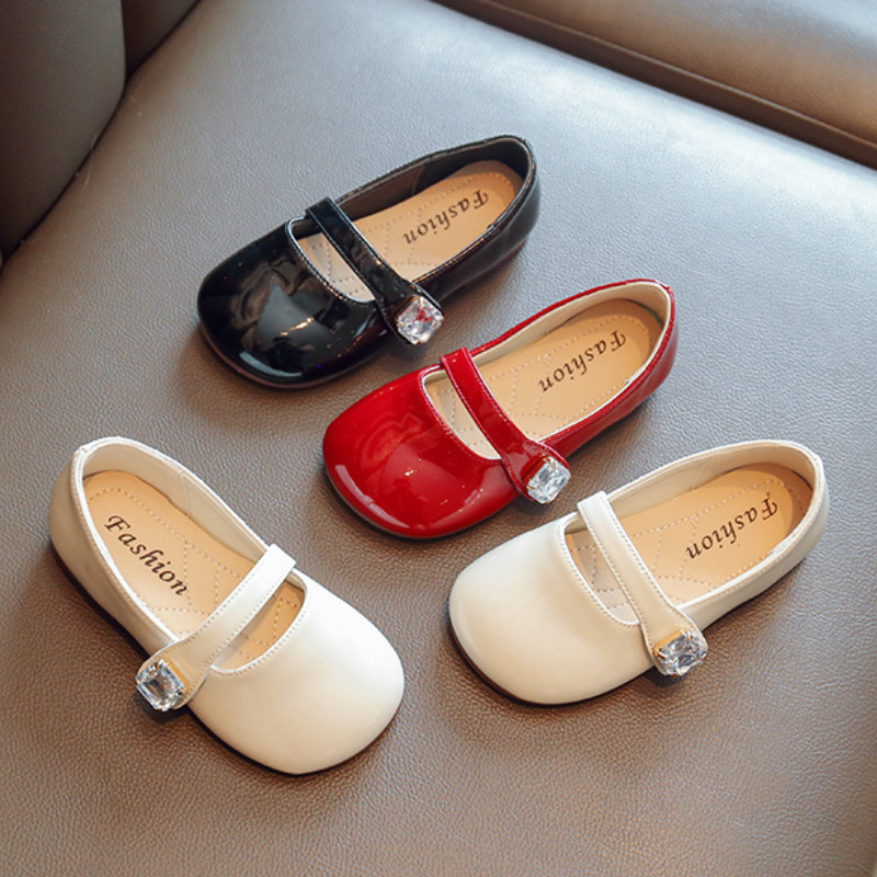 Proljeće jesen Lakirane cipele za djevojčice Modne cipele princeze sa dijamantima Plitke dječje svečane cipele jednobojne Mary Janes