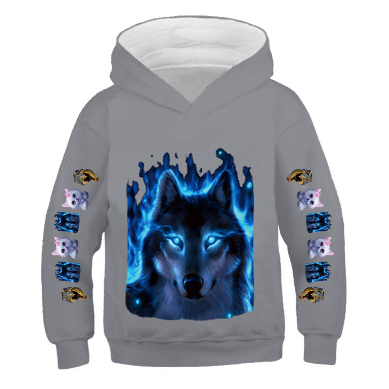 Jesen zima Djeca Crtići Dječaci Djevojčice majica s kapuljačom s printom životinja, Dječja majica s kapuljačom s dugim rukavima Ležerna gornja odjeća 4-14T