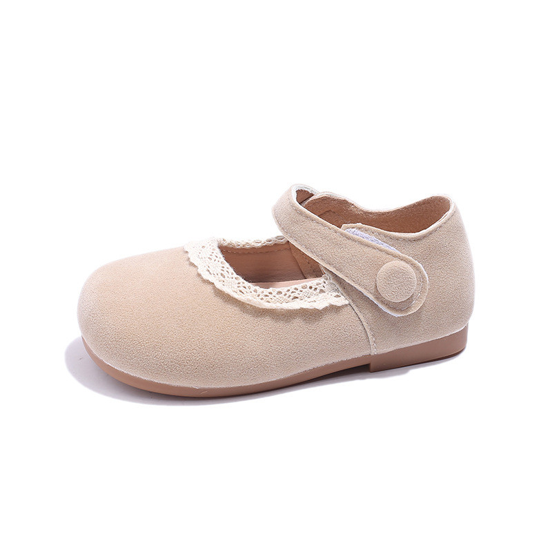 Cipele za djevojčice Jesen 2023. Retro Čipkane Dječje mokasine Antilop Koža Princess Ležerne ravne cipele S okruglim prstima Meki donji dio Dječje cipele 여아구두