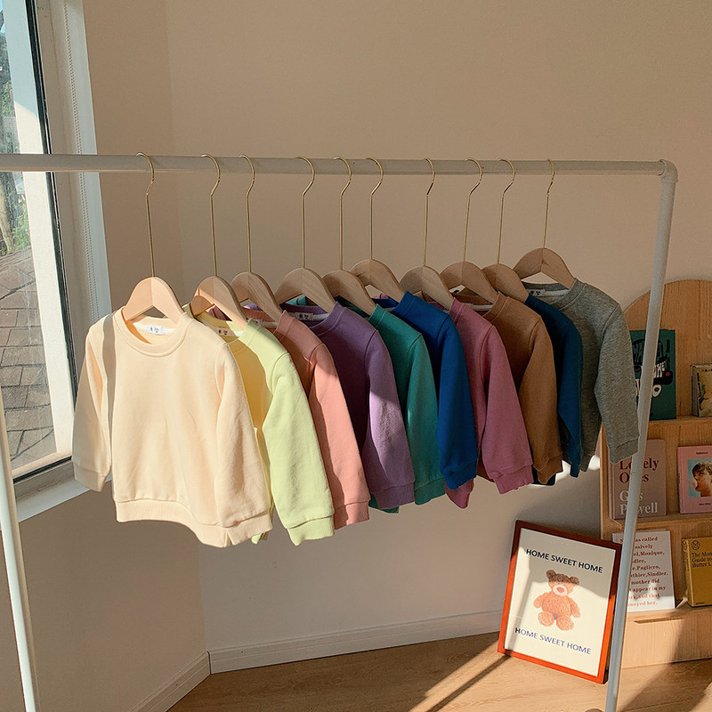 Jesenska dječja majica s dugim rukavima Jednobojna uniseks obična majica s kapuljačom za dječake i djevojčice BB07