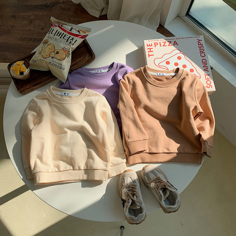 Jesenska dječja majica s dugim rukavima Jednobojna uniseks obična majica s kapuljačom za dječake i djevojčice BB07