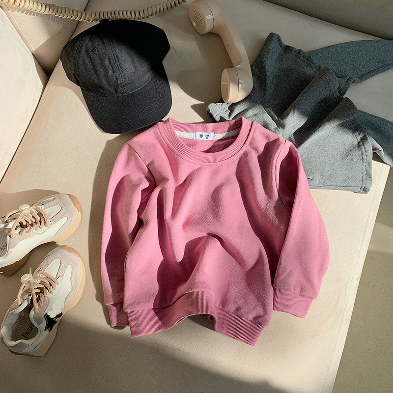 Jesenska dječja majica s dugim rukavima Jednobojna uniseks obična majica s kapuljačom za dječake i djevojčice BB07