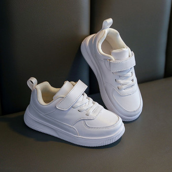 2023 Плоски кожени бели обувки за момичета Летни зимни ежедневни маратонки Детски обувки Дамски леки модни меки спортни обувки Детски