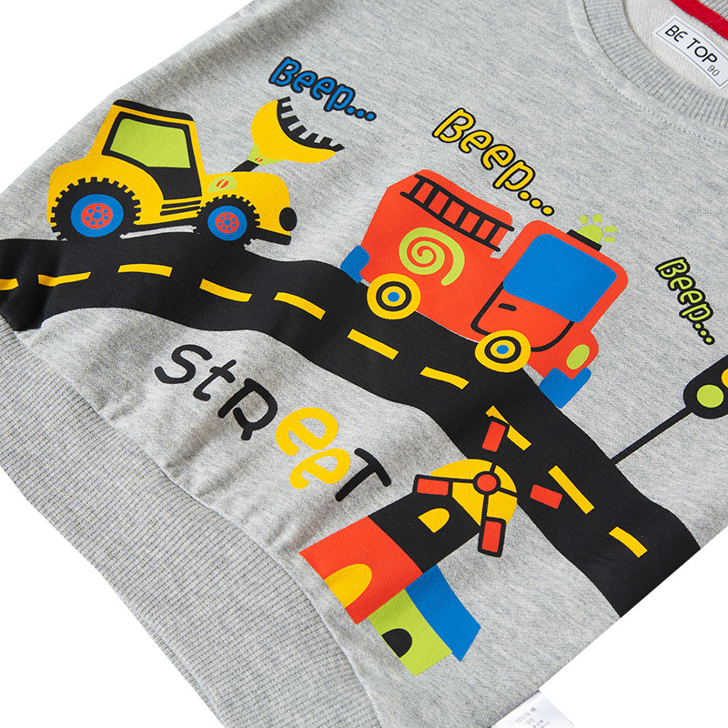 Dječja majica za dječake Mekani pamuk Dječje majice dugih rukava Odjeća Automobilski print Elastični porub 2 3 4 5 6 7 godina Nošenje proljetna jesen